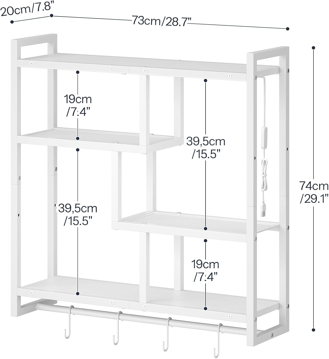 White LED Gaming Floating Wall Shelves