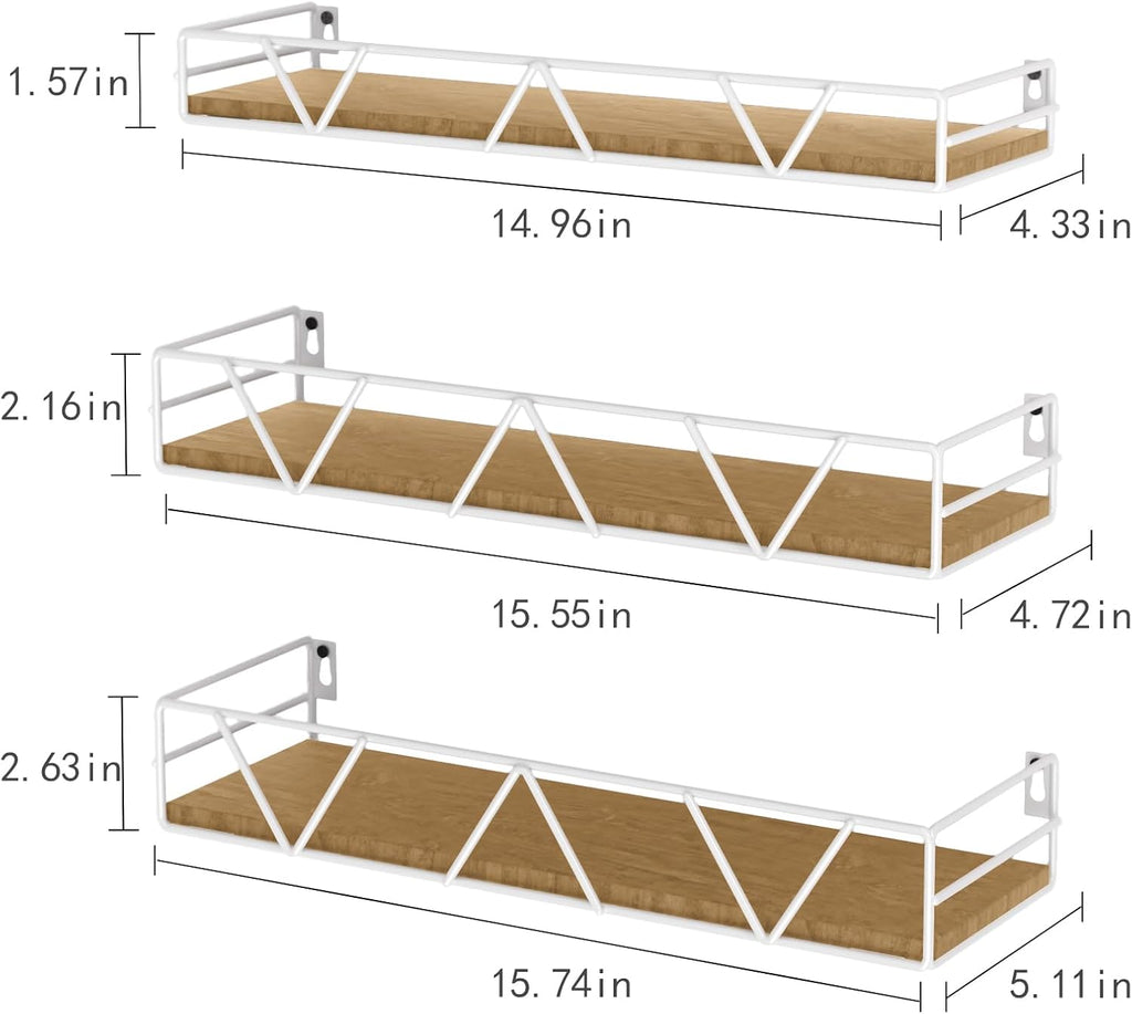 Farmhouse Wood Floating Wall Shelves Set of 3
