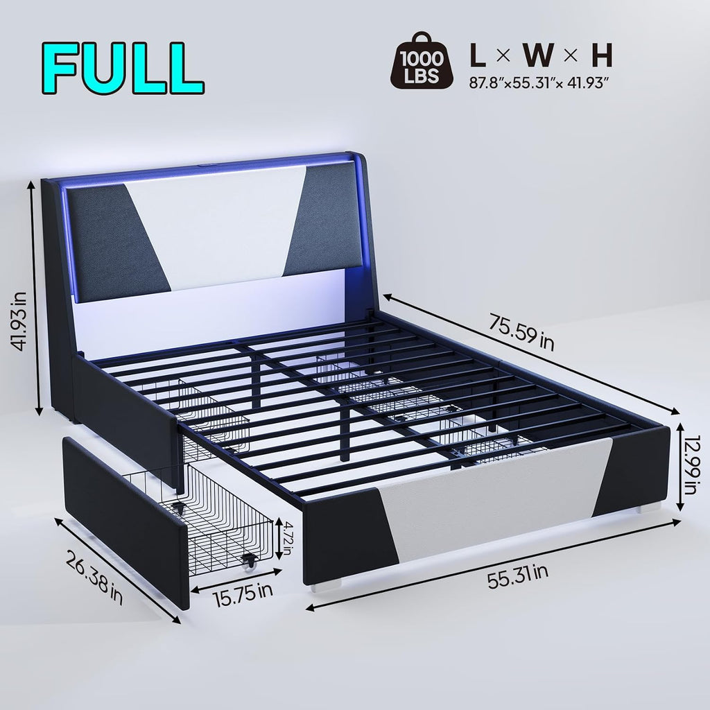 RGB Storage Full Upholstered Bed Frame