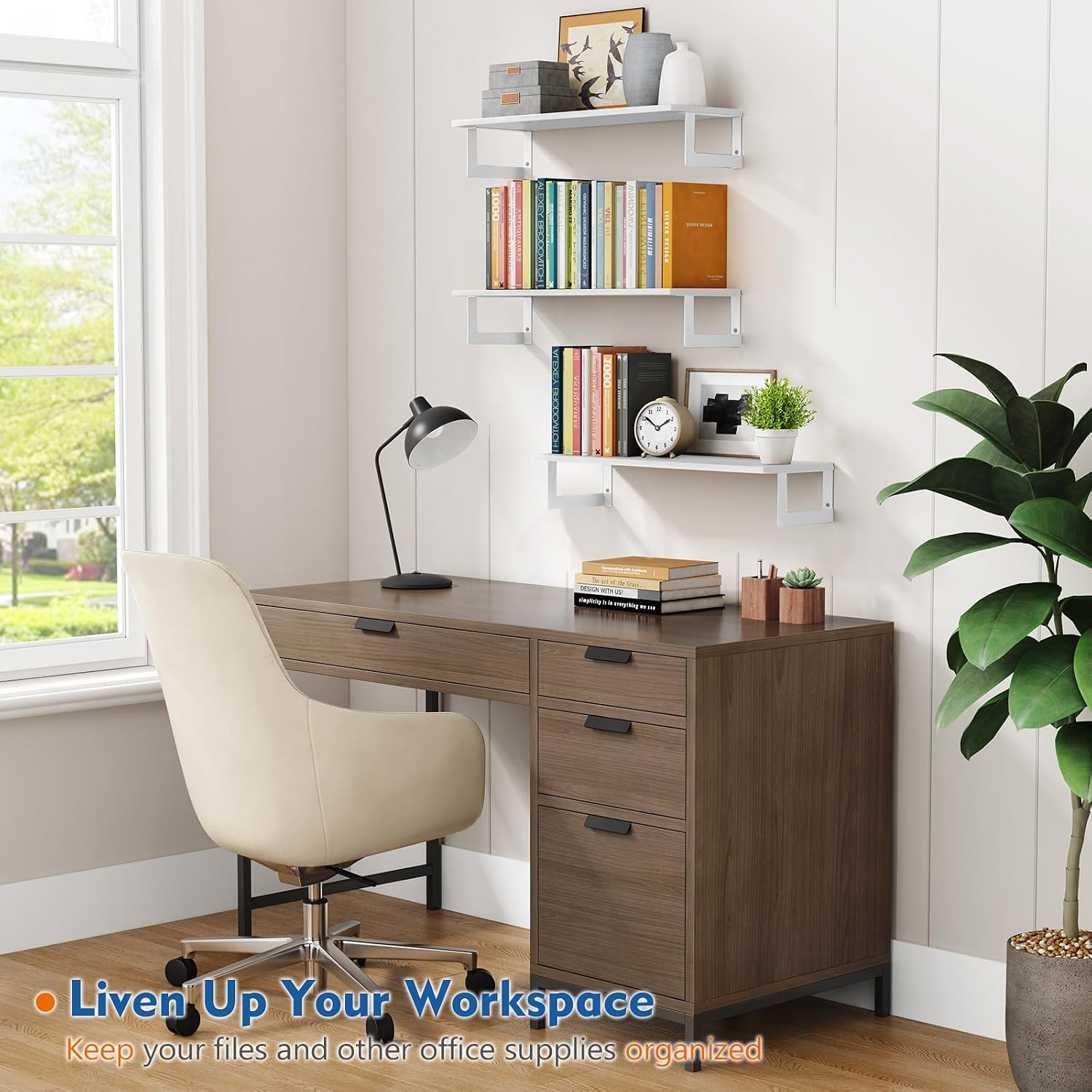 White Kids Floating Wall Bookshelves Set of 3