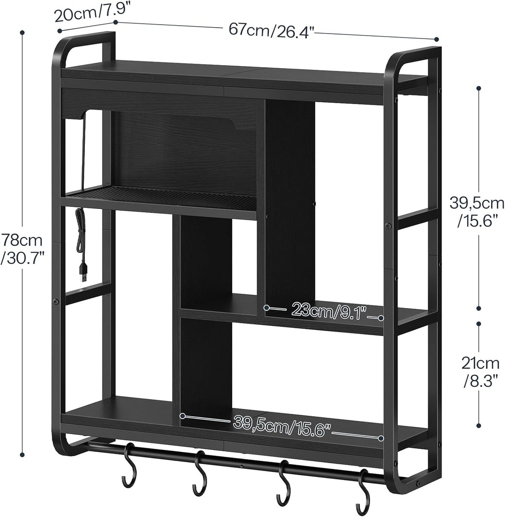 Black LED Arched Gaming Corner Floating Wall Shelves