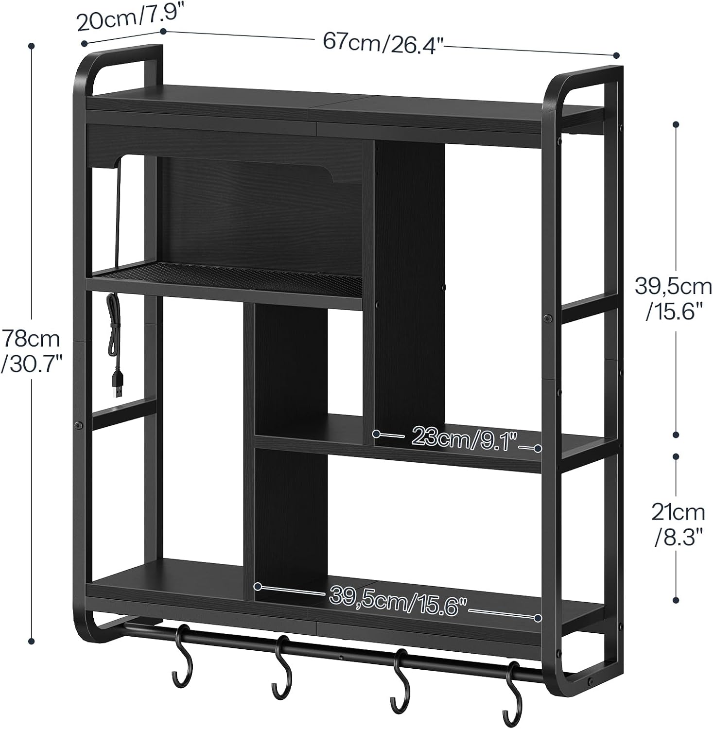 Black LED Arched Gaming Corner Floating Wall Shelves