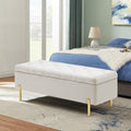 Ivory Velvet Tufted Storage Ottoman Bench