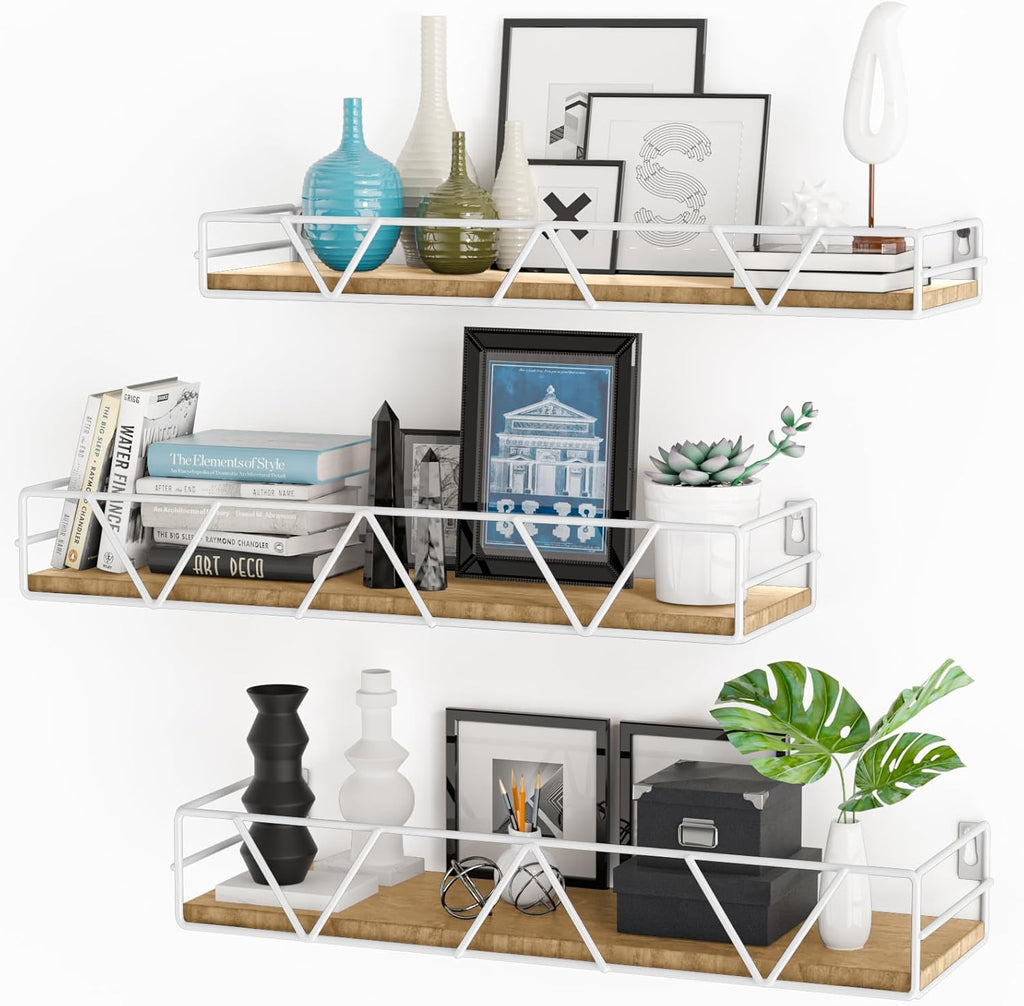 Farmhouse Wood Floating Wall Shelves Set of 3