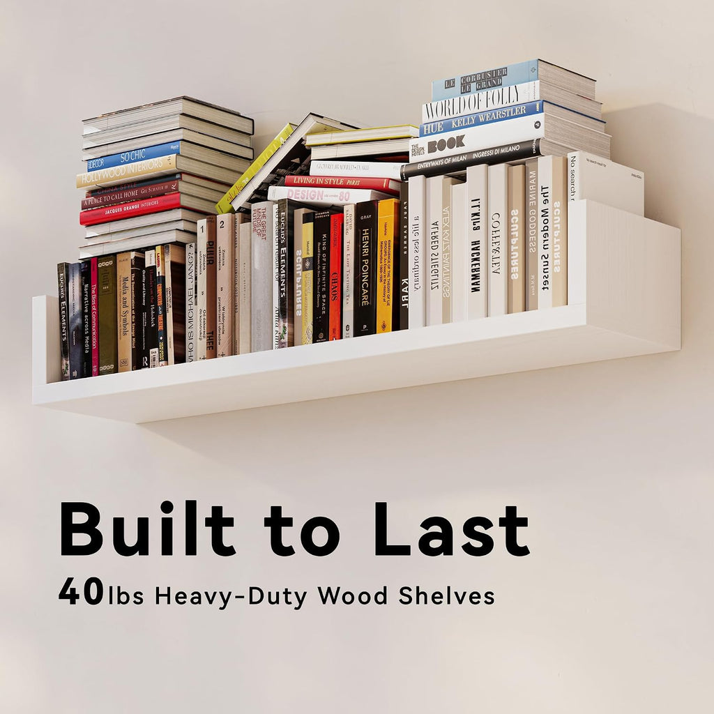White U‑Shaped Floating Wall Bookshelves Set of 4