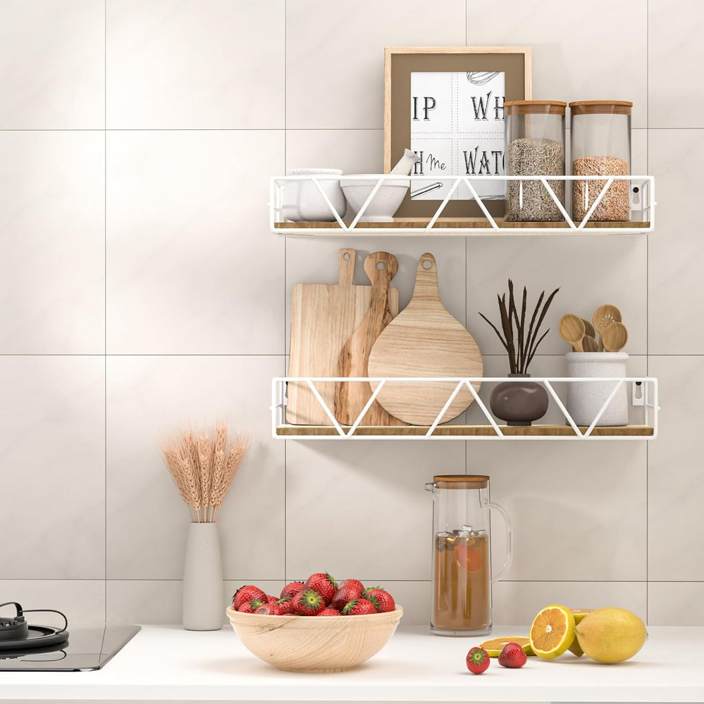 Farmhouse Wood Floating Wall Shelves Set of 3