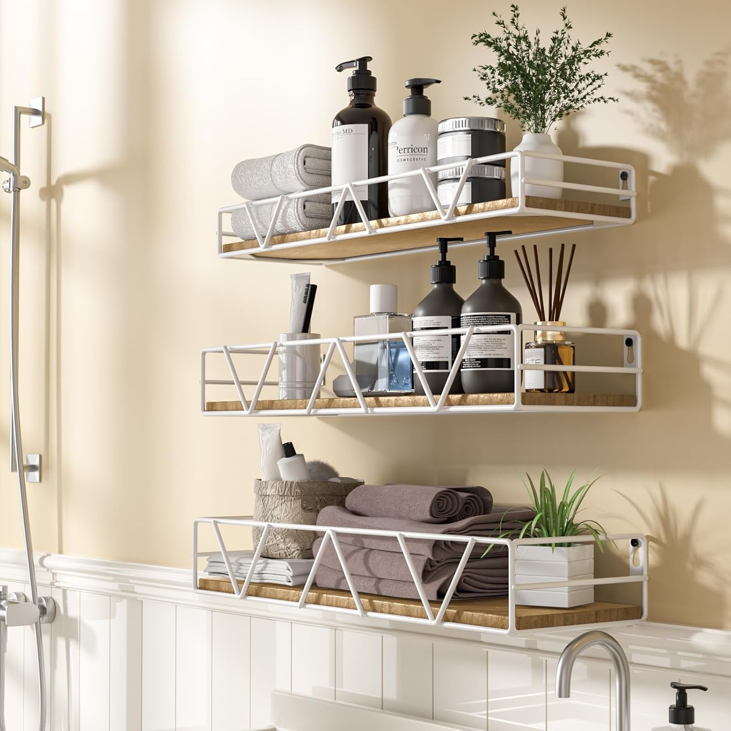Farmhouse Wood Floating Wall Shelves Set of 3