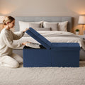 Blue Storage Ottoman Bench