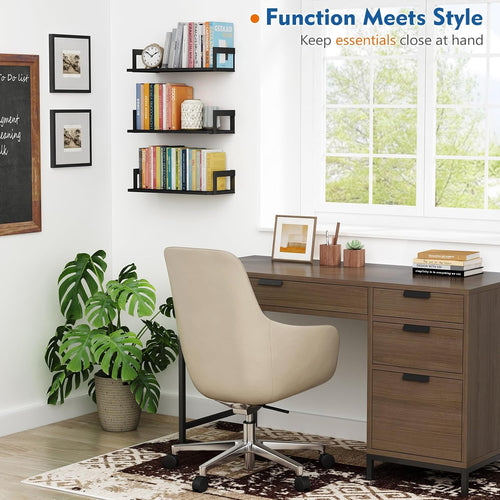 Black Floating Wall Bookshelves Set of 3