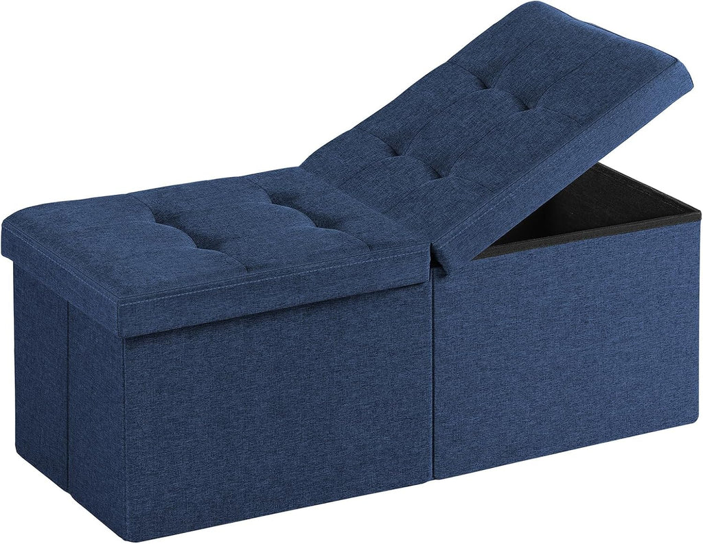 Blue Storage Ottoman Bench