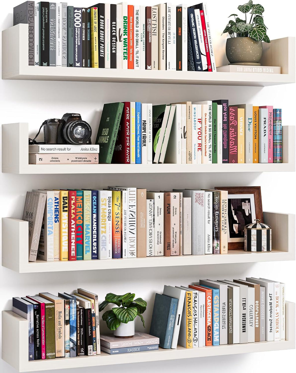 White U‑Shaped Floating Wall Bookshelves Set of 4