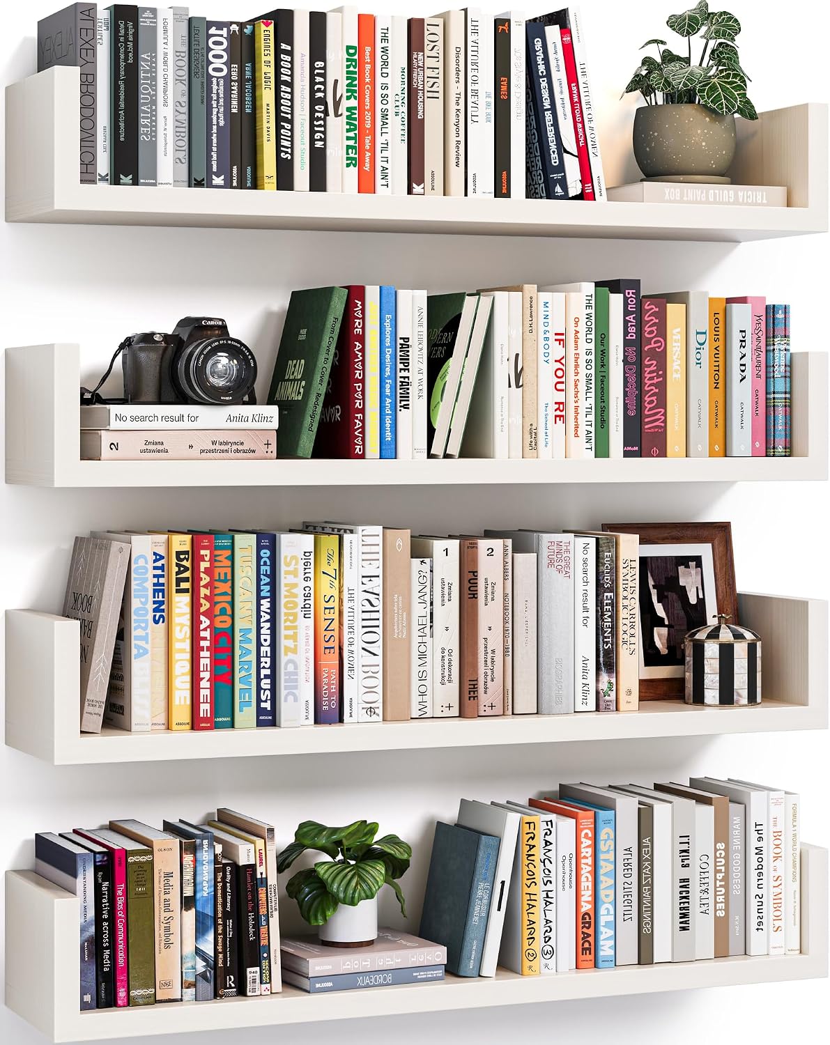 White U‑Shaped Floating Wall Bookshelves Set of 4