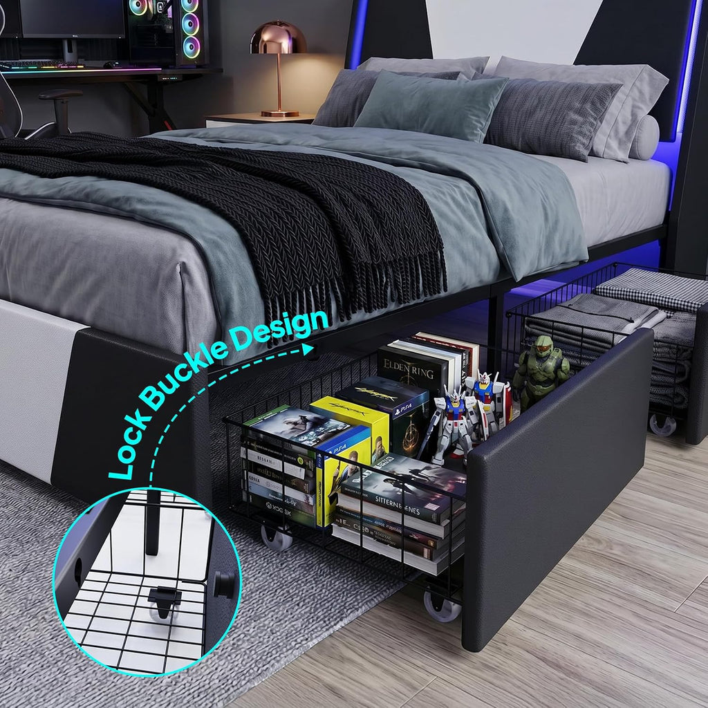 RGB Storage Full Upholstered Bed Frame
