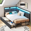 Gray LED Corner Twin‑XL Storage Bed
