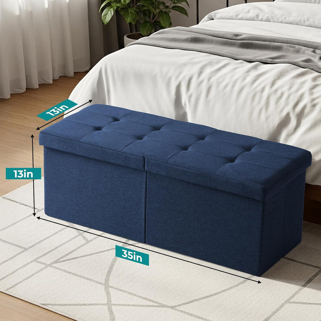 Blue Storage Ottoman Bench