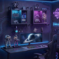 LED Gaming Floating Wall Shelves with Hooks