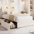 Ivory Velvet LED Storage Twin Bed