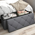 Dark‑Gray Folding Storage Ottoman Bench