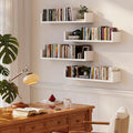White U‑Shaped Floating Wall Bookshelves Set of 4