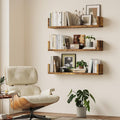 Rustic‑Brown U‑Shaped Floating Wall Bookshelves Set of 3